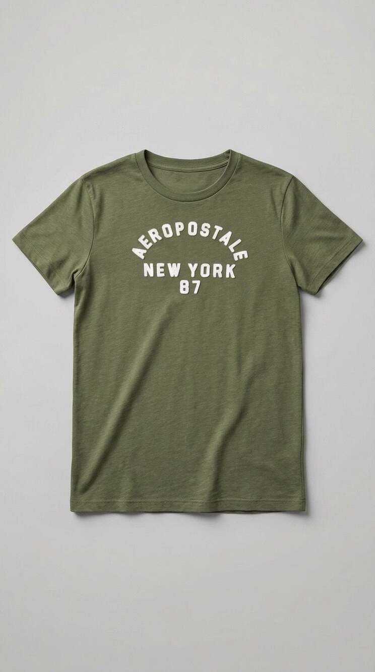 Aeropostale‎ Classic Crew New York 87 Graphic T-Shirt Olive Green